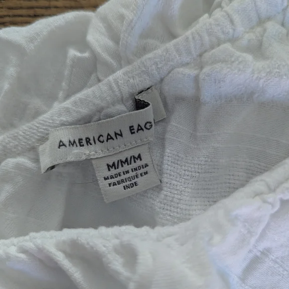 EUC American Eagle AEO Womens medium white one shoulder cropped ruffle blouse - Picture 2 of 9